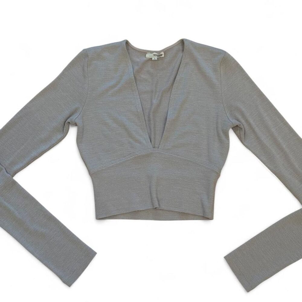 Aritzia Women's Grey and Blue Crop-top